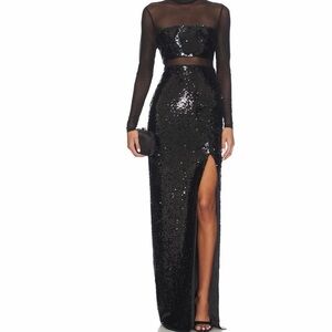 Likely Black Sequin Long Sleeve Dress